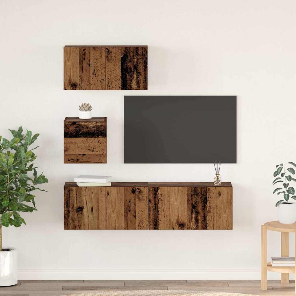vidaXL Set mobile TV 4 pcs Legno vecchio 60 x 30 x 30 cm