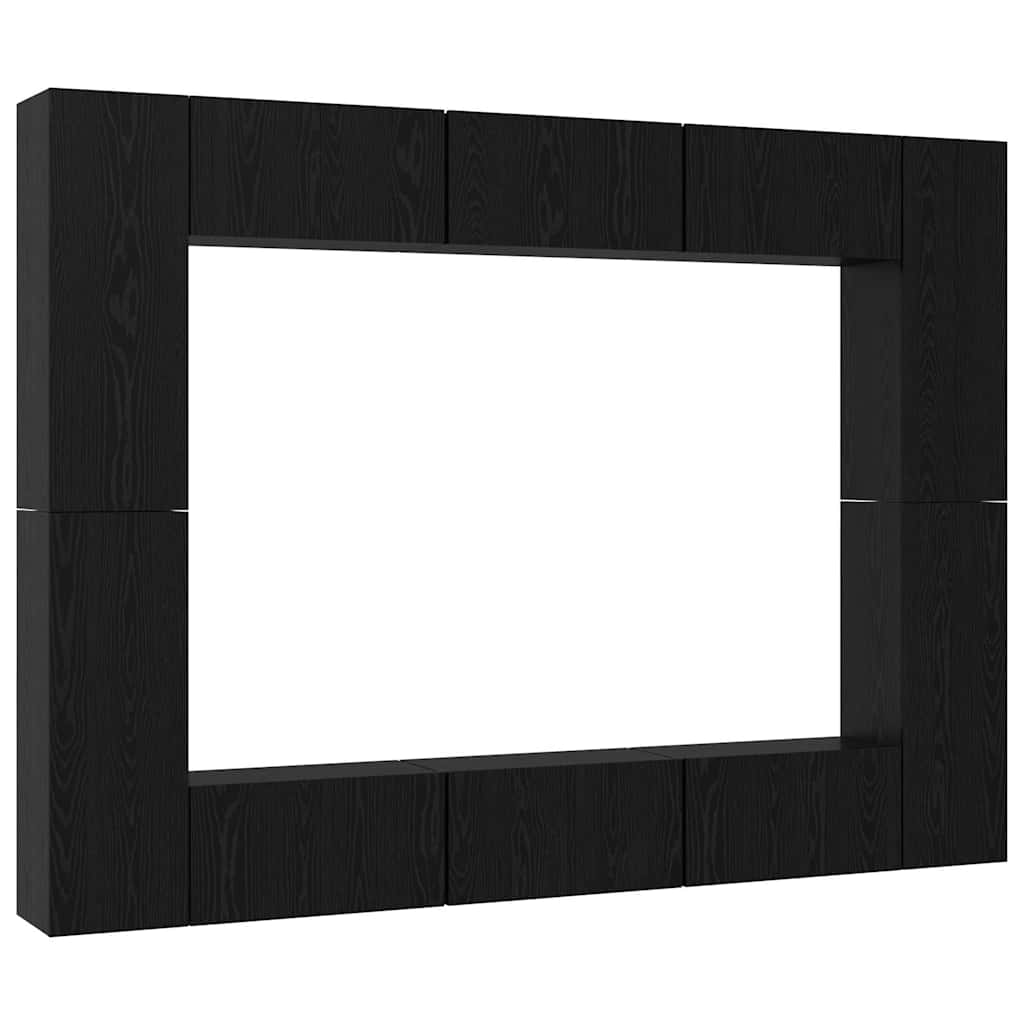 vidaXL Set mobile TV 10 pcs Rovere nero Media 30.5 x 30 x 90 cm