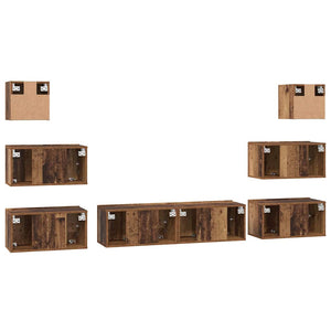 vidaXL Set mobile TV 8 pcs Legno vecchio 60 x 30 x 30 cm