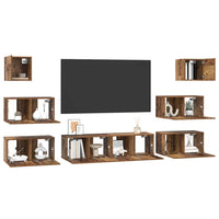 vidaXL Set mobile TV 8 pcs Legno vecchio 60 x 30 x 30 cm