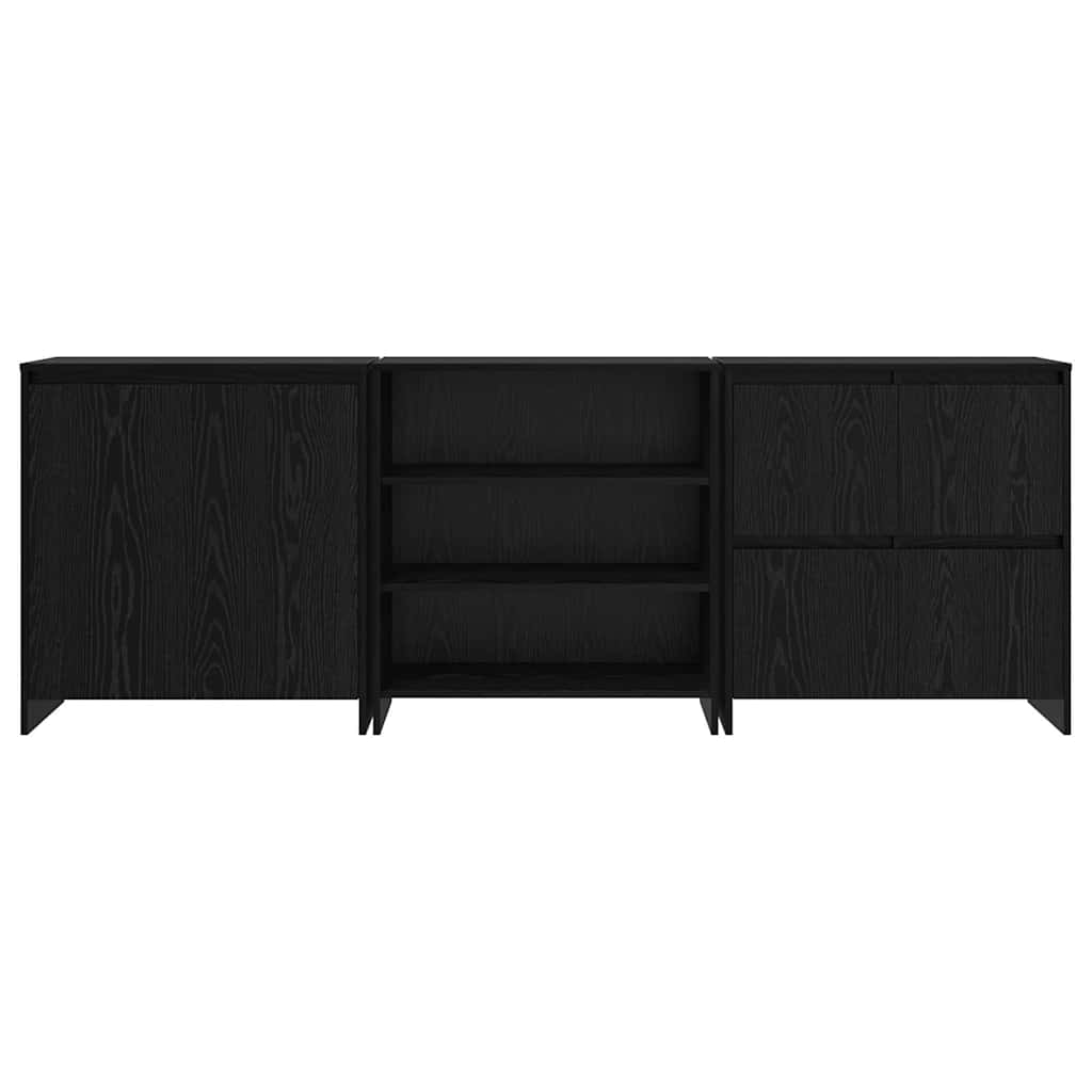 vidaXL Credenza 3 pcs Rovere nero 70 x 41 x 75 cm Legno multistrato