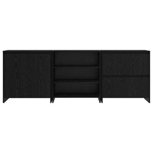 vidaXL Credenza 3 pcs Rovere nero 70 x 41 x 75 cm Legno multistrato