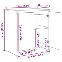 vidaXL Credenza 3 pcs Rovere nero 70 x 41 x 75 cm Legno multistrato