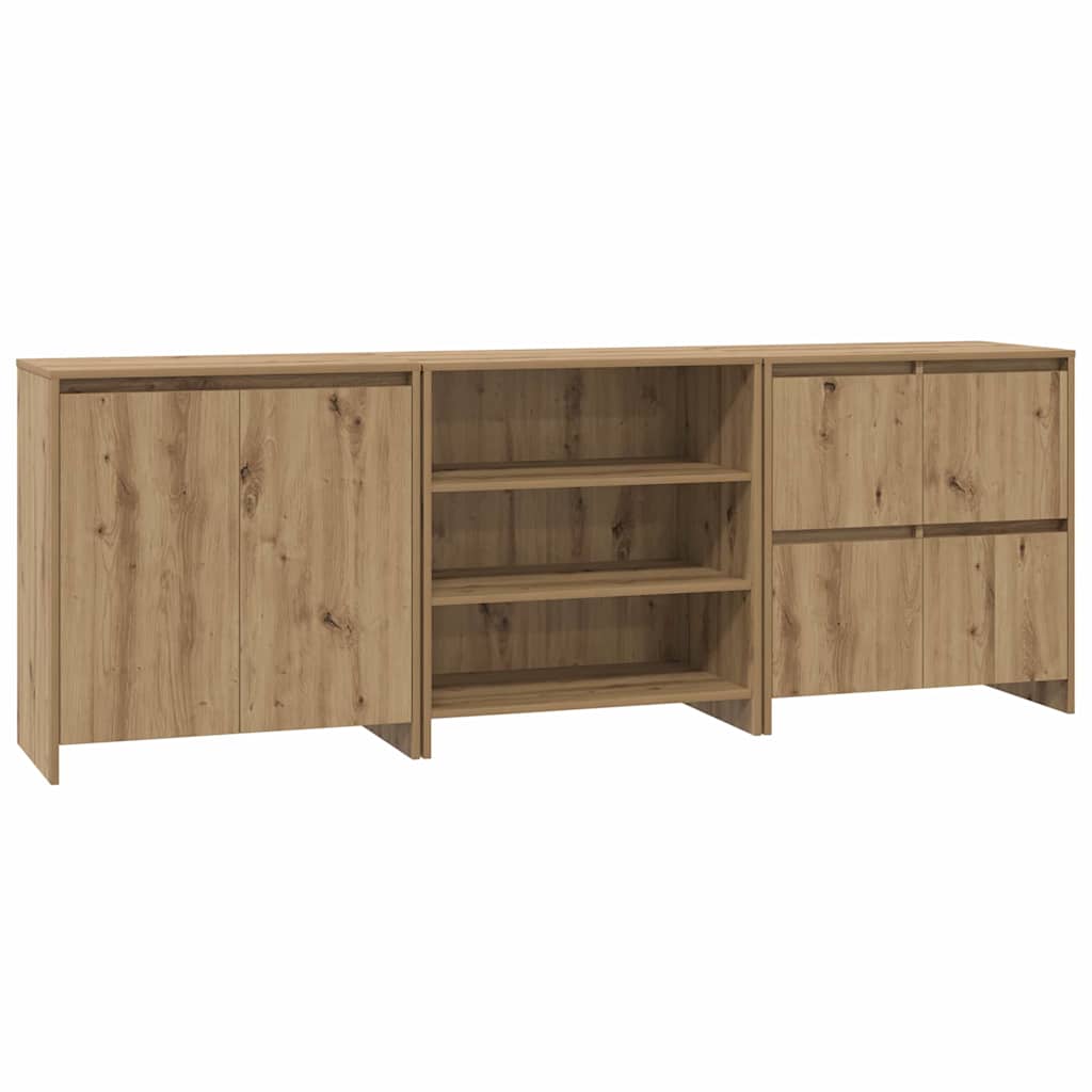 vidaXL Sideboards 3 pcs rovere artigianale 70 x 41 x 75 cm