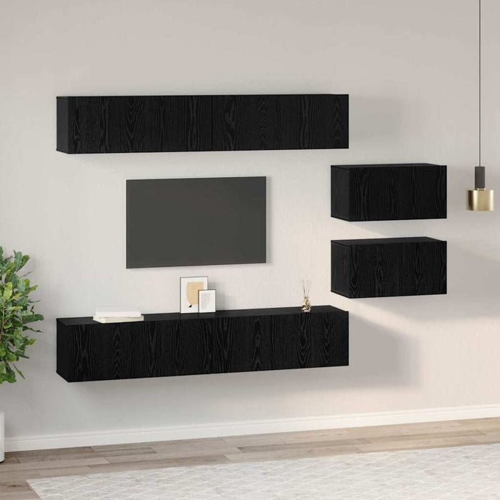 vidaXL Set mobile TV 6 pcs Rovere Nero 80 x 30 x 30.5 cm Small