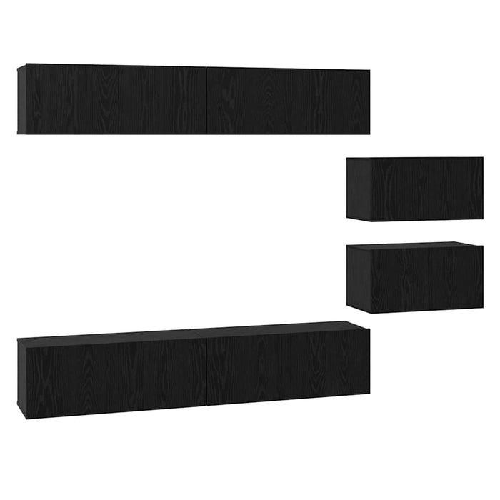 vidaXL Set mobile TV 6 pcs Rovere Nero 80 x 30 x 30.5 cm Small