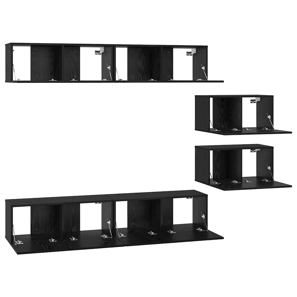vidaXL Set mobile TV 6 pcs Rovere Nero 80 x 30 x 30.5 cm Small