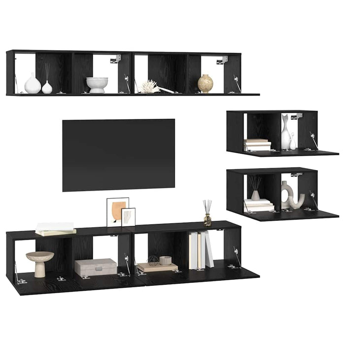 vidaXL Set mobile TV 6 pcs Rovere Nero 80 x 30 x 30.5 cm Small