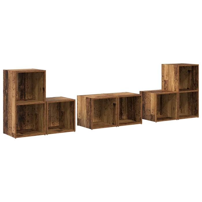 Set mobile TV 6 pz-Set di 6 Credenza per TV Legno vecchio Legno multistrato 228060