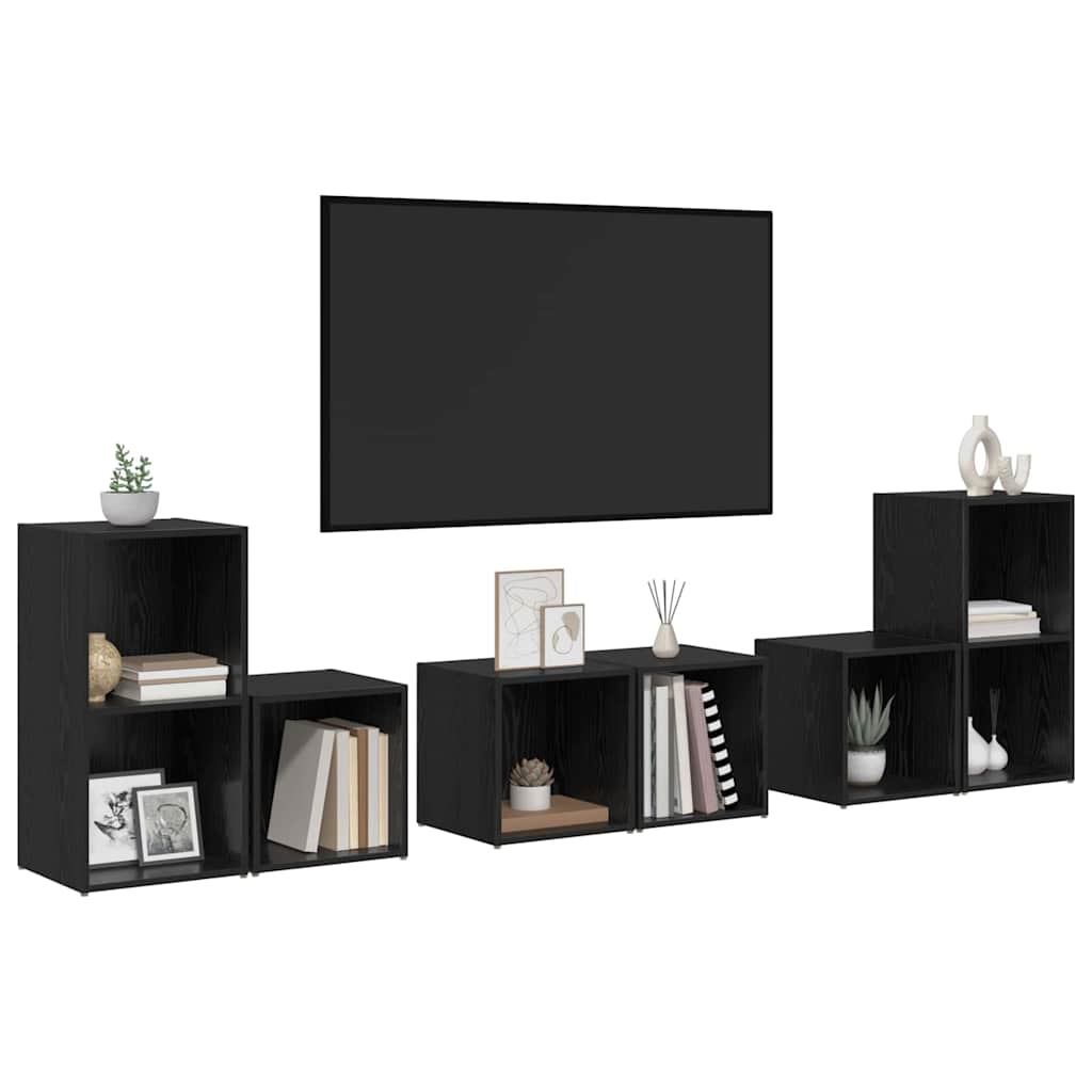 vidaXL Set di mobili TV 6 pcs Rovere Nero 37 x 35 x 72 cm
