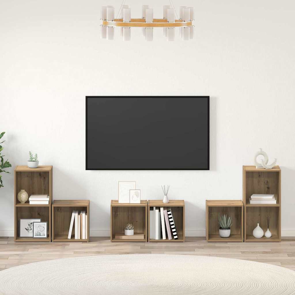 vidaXL Set di mobili TV 6 pcs Rovere artigianale 37 x 35 x 72 cm