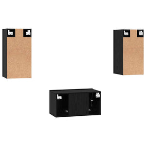 vidaXL Set mobile TV 3 pcs Rovere nero 60 x 30 x 30 cm
