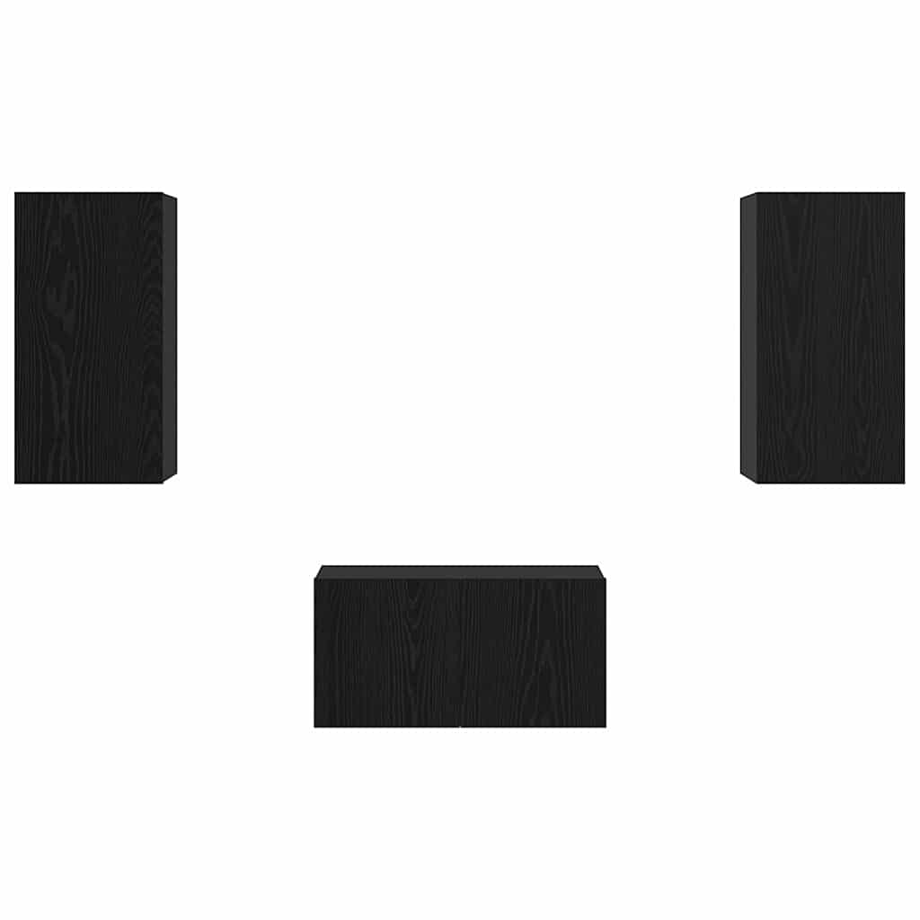 vidaXL Set mobile TV 3 pcs Rovere nero 60 x 30 x 30 cm