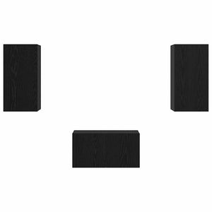 Set mobile TV Montaggio a parete-Credenza per TV Rovere Nero Legno multistrato 655506