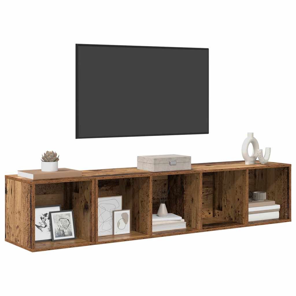 Set di mobili TV 2 pz-Set di 2 Credenza per TV Legno vecchio Legno multistrato