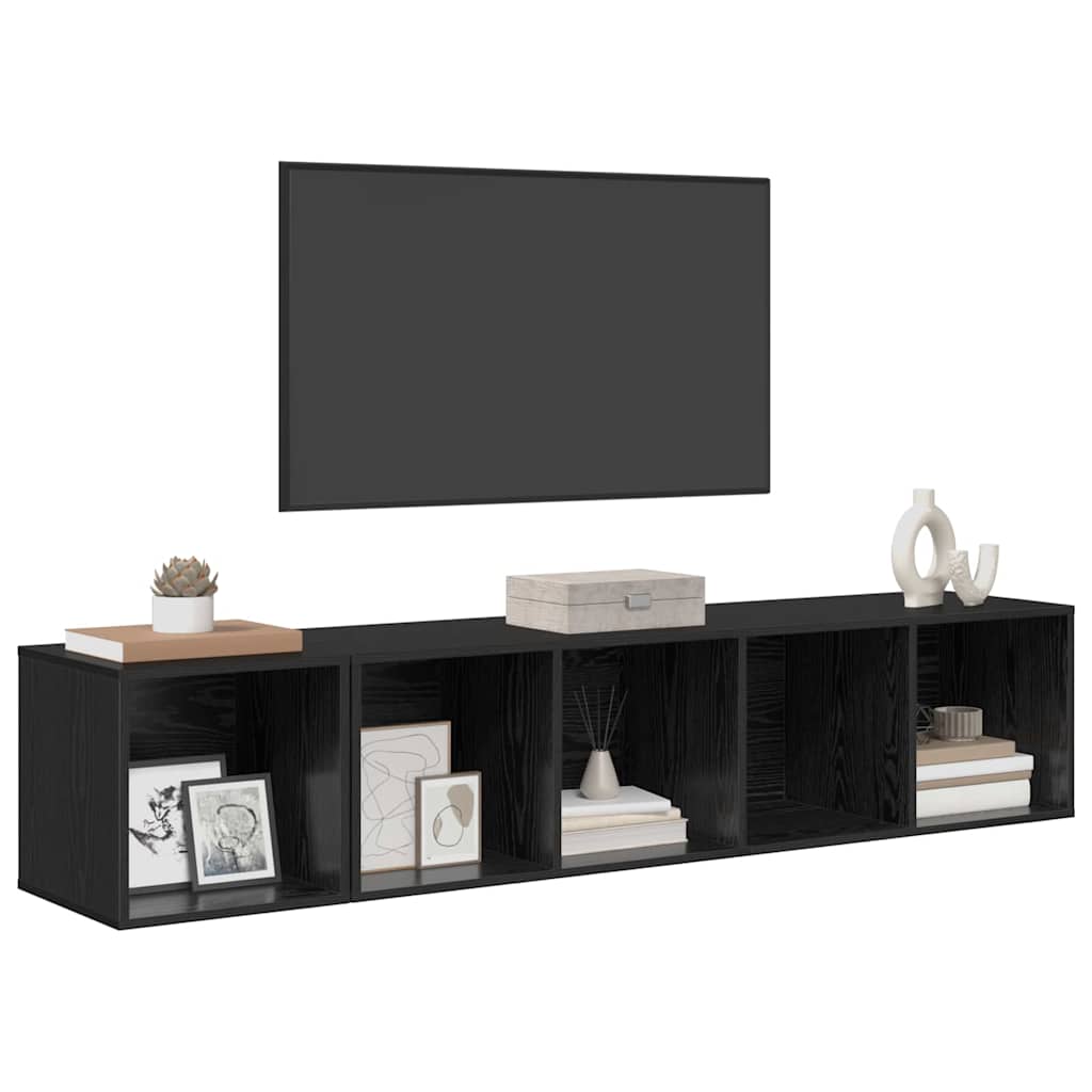 vidaXL Set di mobili TV 2 pcs Rovere nero 37 x 37 x 142.5 cm