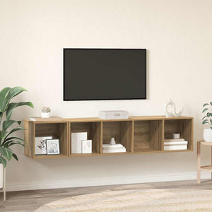 Set di mobili TV 2 pz-Set di 2 Credenza per TV Rovere artigianale Legno multistrato