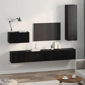 vidaXL Mobile TV da Parete 4 pcs Rovere nero 200 x 30 x 30 cm