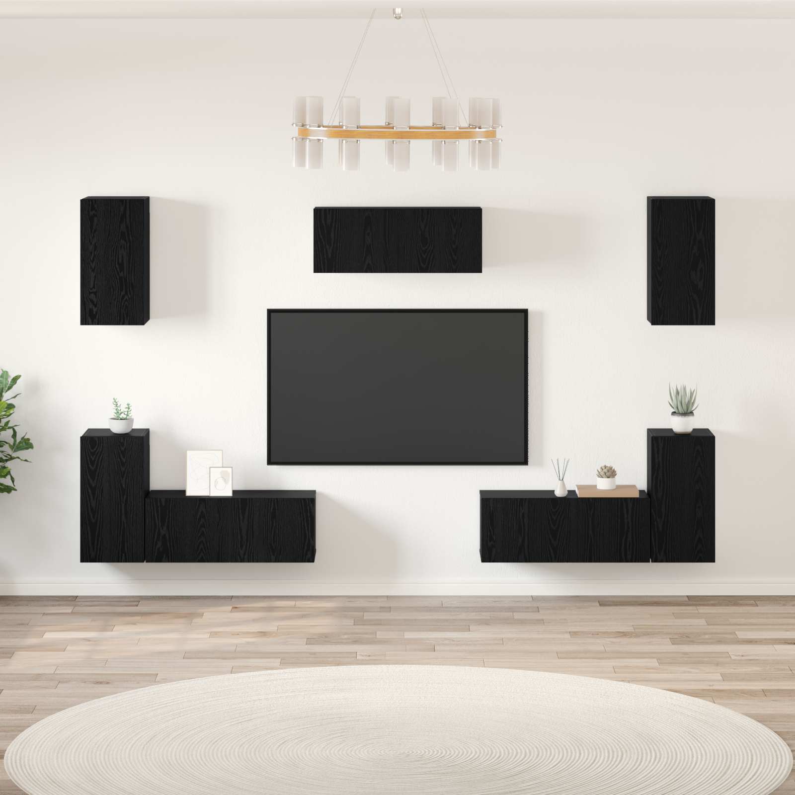 Set mobile TV 7 pcs Rovere Nero Legno multistrato 3393187
