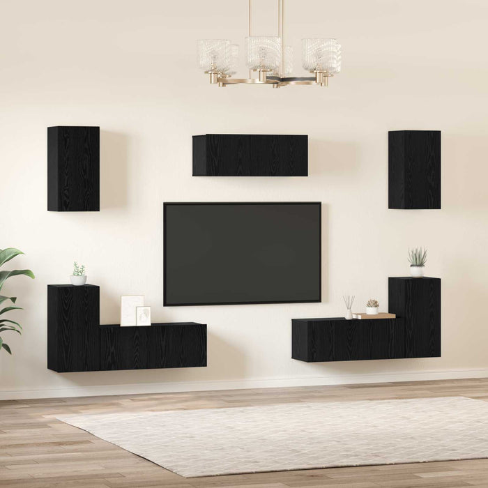Set mobile TV 7 pcs Rovere Nero Legno multistrato 3393187
