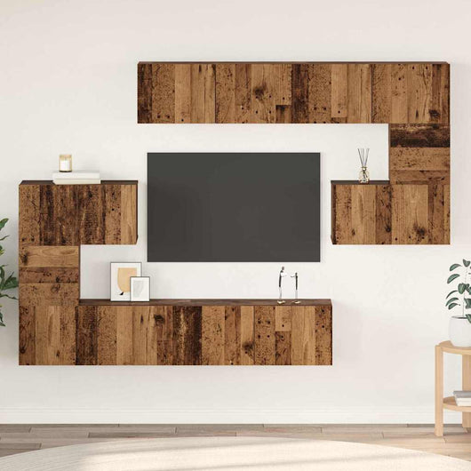 vidaXL Set mobile TV 8 pcs Legno vecchio 80 x 30 x 30 cm