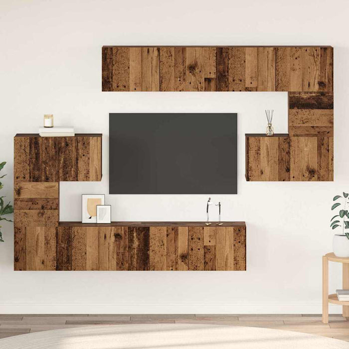 vidaXL Set mobile TV 8 pcs Legno vecchio 80 x 30 x 30 cm