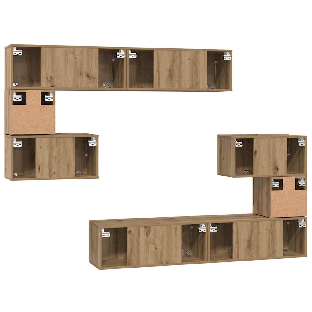 vidaXL Set mobile TV 8 pcs rovere artigianale 80 x 30 x 30 cm