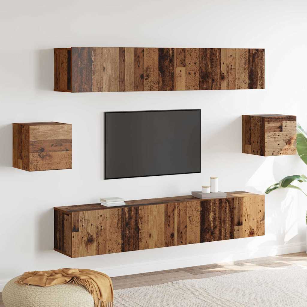vidaXL Set mobili TV 6 pezzi Legno vecchio Legno ingegnerizzato