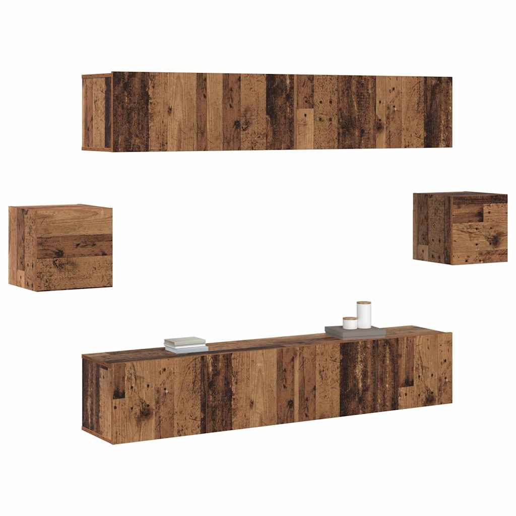 vidaXL Set mobili TV 6 pezzi Legno vecchio Legno ingegnerizzato