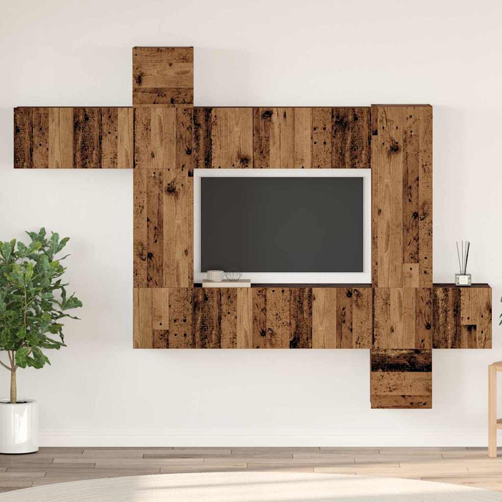 vidaXL Set mobile TV 10 pcs Legno vecchio 30.5 x 30 x 90 cm