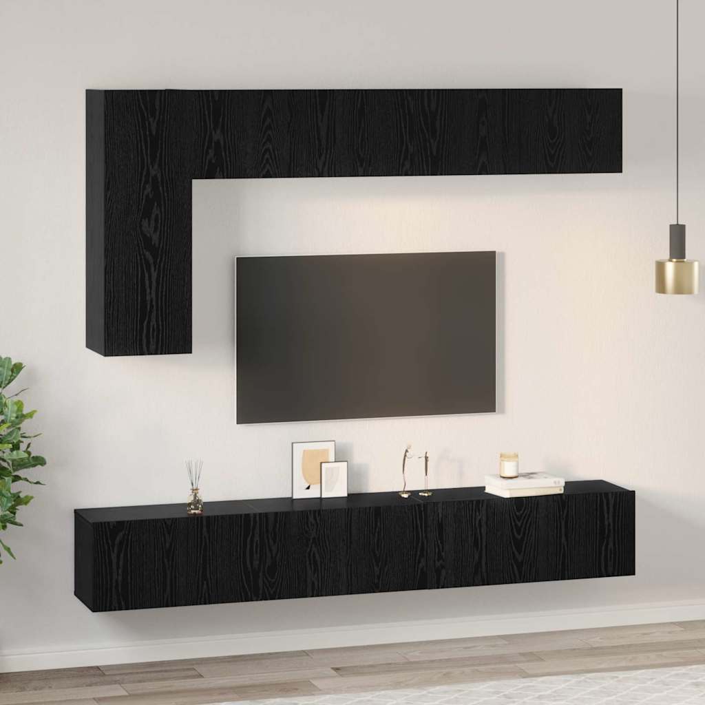 vidaXL Set mobile TV 6 pcs Rovere nero 30.5 x 30 x 90 cm