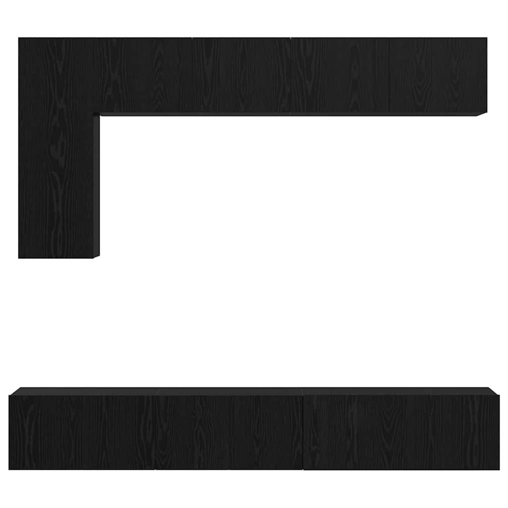 vidaXL Set mobile TV 6 pcs Rovere nero 30.5 x 30 x 90 cm