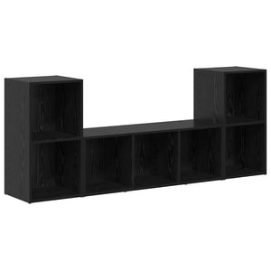 Set mobile TV Montaggio a parete 3 pz-Credenza per TV Nero Legno multistrato