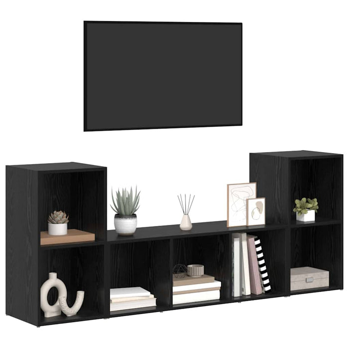 vidaXL Mobile TV 3 pcs Nero 107 x 35 x 37 cm Legno multistrato