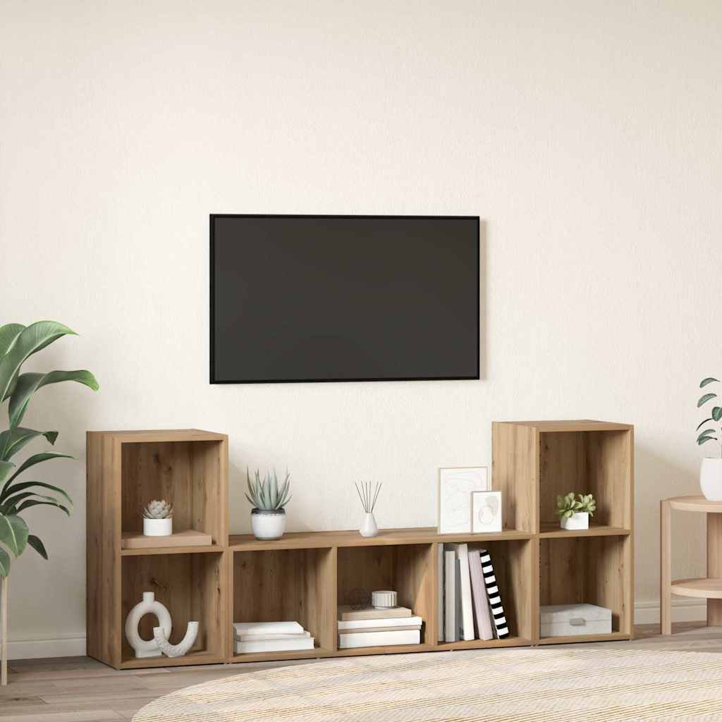 vidaXL Mobile TV 3 pcs Marrone 107 x 35 x 37 cm Legno multistrato