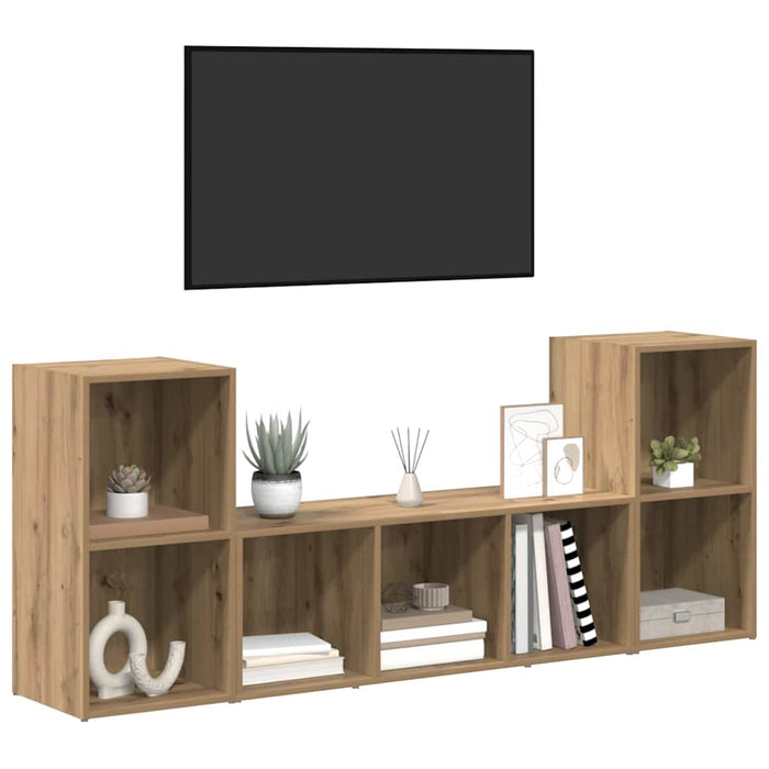 vidaXL Mobile TV 3 pcs Marrone 107 x 35 x 37 cm Legno multistrato