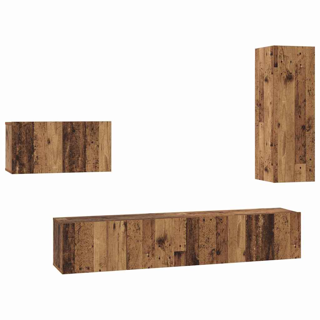 Set mobile TV 4 pz-Set di 4 Credenza per TV Legno vecchio Legno multistrato 245219