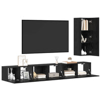 vidaXL Set mobile TV 4 pcs Rovere nero 30.5 x 30 x 90 cm