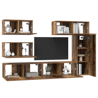 vidaXL Set mobile TV 6 pcs Legno vecchio 30.5 x 30 x 90 cm