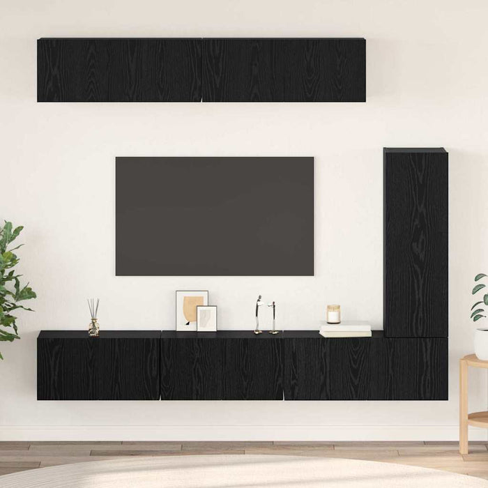 vidaXL Set mobile TV 6 pcs Rovere nero 30.5 x 30 x 90 cm