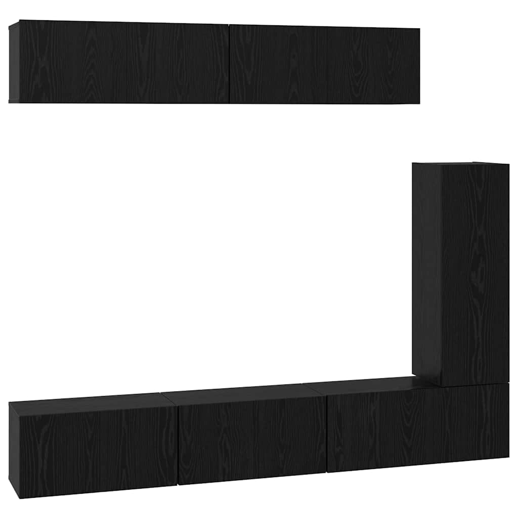 vidaXL Set mobile TV 6 pcs Rovere nero 30.5 x 30 x 90 cm