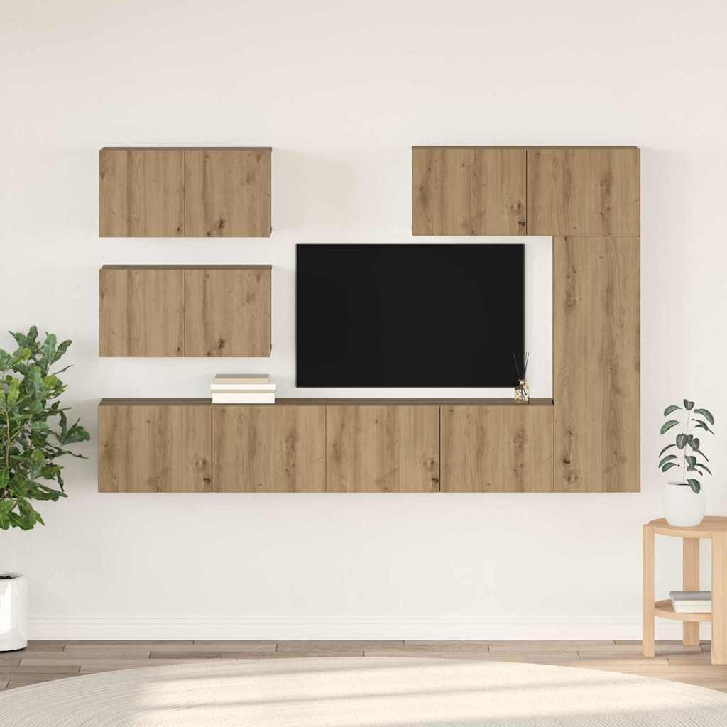 vidaXL Set mobile TV 6 pcs rovere artigianale 30.5 x 30 x 90 cm
