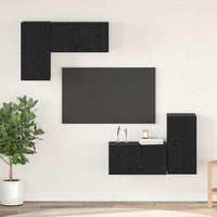 Set mobile TV Montaggio a parete-Credenza per TV Rovere Nero Legno multistrato 154267