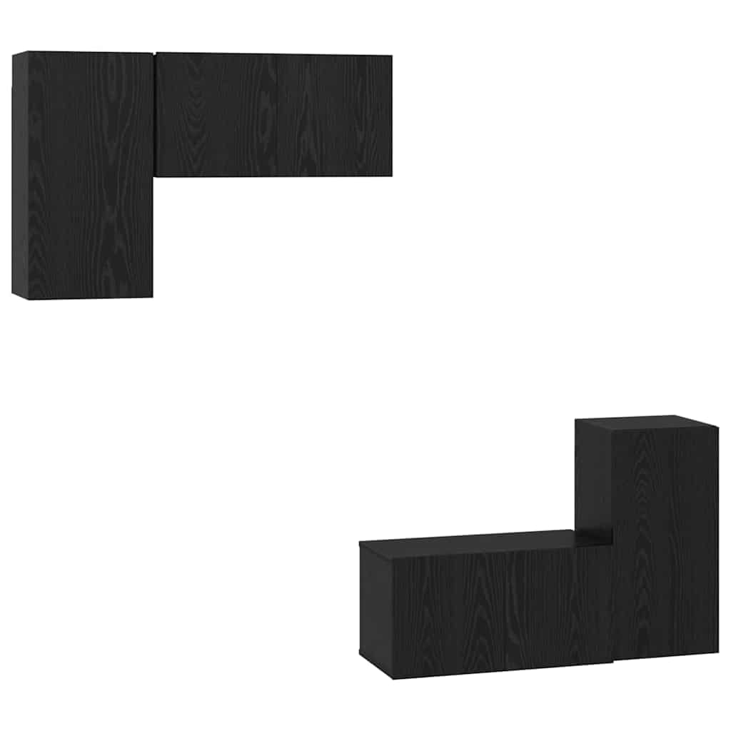 Set mobile TV Montaggio a parete-Credenza per TV Rovere Nero Legno multistrato 154267
