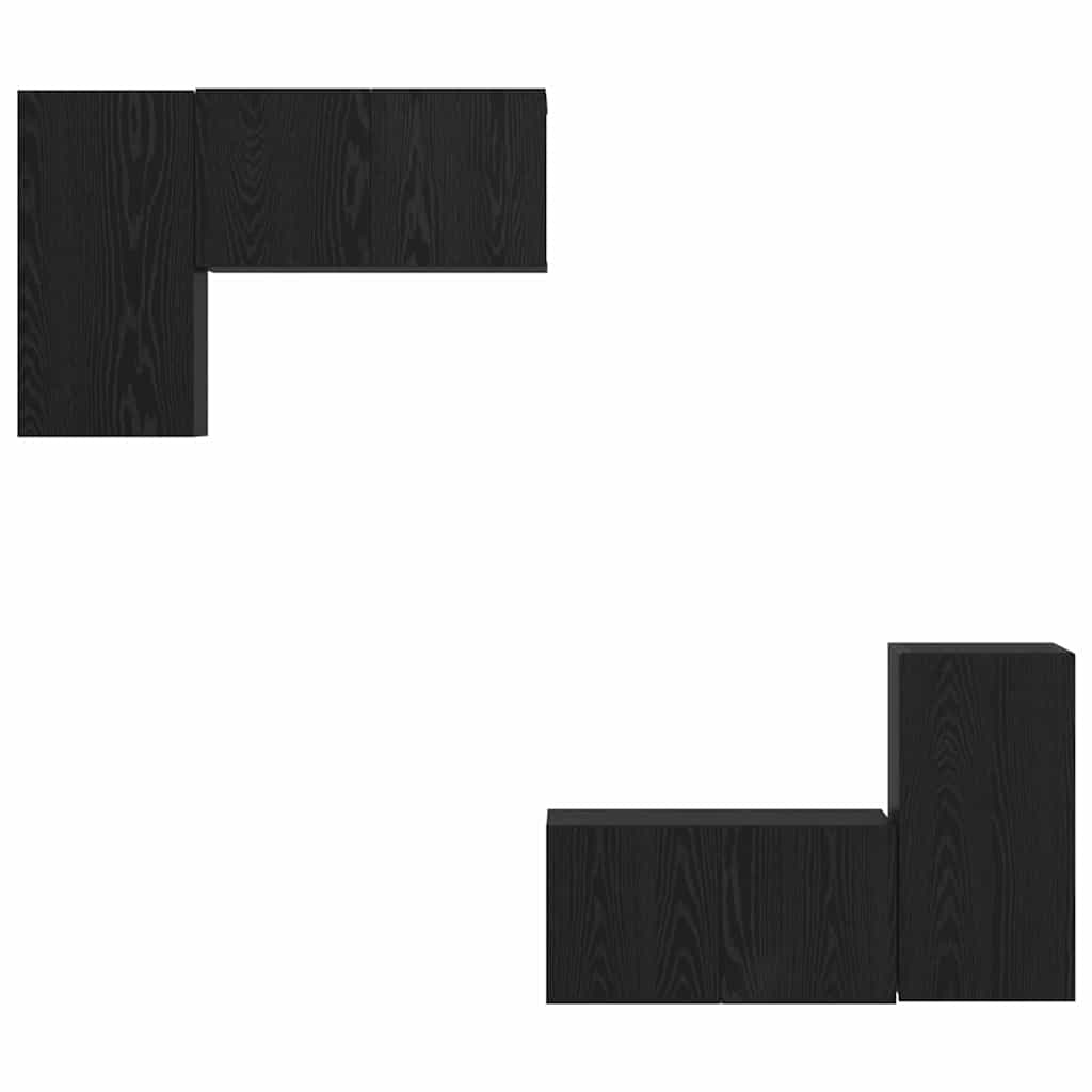 Set mobile TV Montaggio a parete-Credenza per TV Rovere Nero Legno multistrato 154267