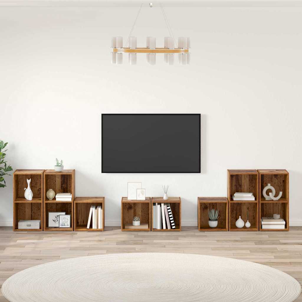 vidaXL Set di mobili TV 8 pcs Legno vecchio 37 x 35 x 72 cm