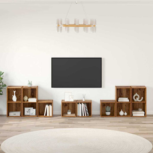 vidaXL Set di mobili TV 8 pcs Legno vecchio 37 x 35 x 72 cm