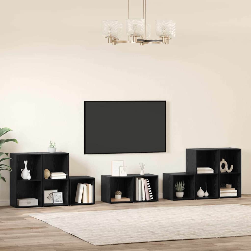 vidaXL Set di mobili TV 8 pcs Rovere Nero 37 x 35 x 72 cm