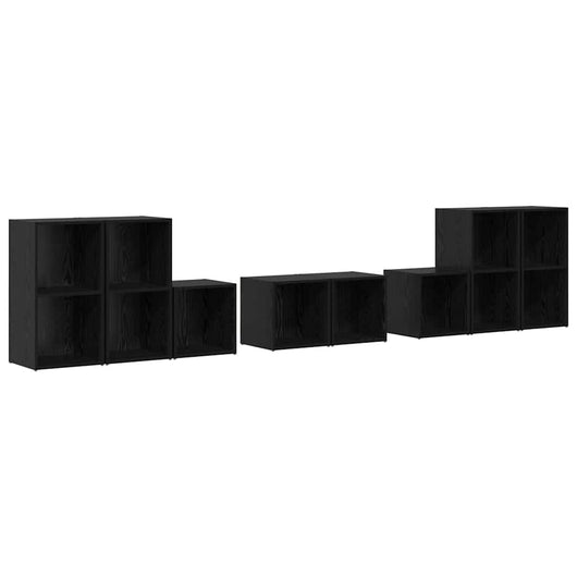 Set di mobili TV 8 pz-Set di 8 Credenza per TV Rovere Nero Legno multistrato