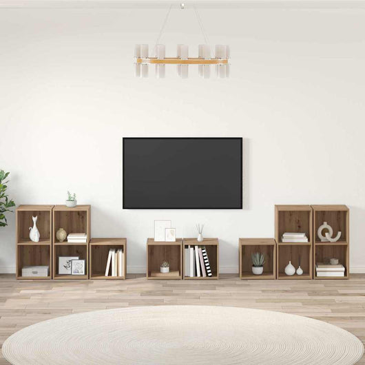 vidaXL Set di mobili TV 8 pcs Rovere artigianale 37 x 35 x 72 cm